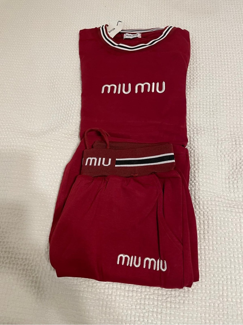 Miu Miu women Burgundy Logo pants Set